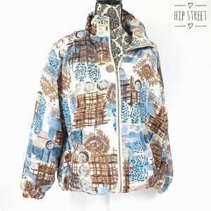 EVR Vintage SILK Print Bomber Jacket XL